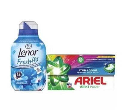 Ariel kapsle 30ks + Lenor 38dávek - Drogerie Prací prostředky Kapsle